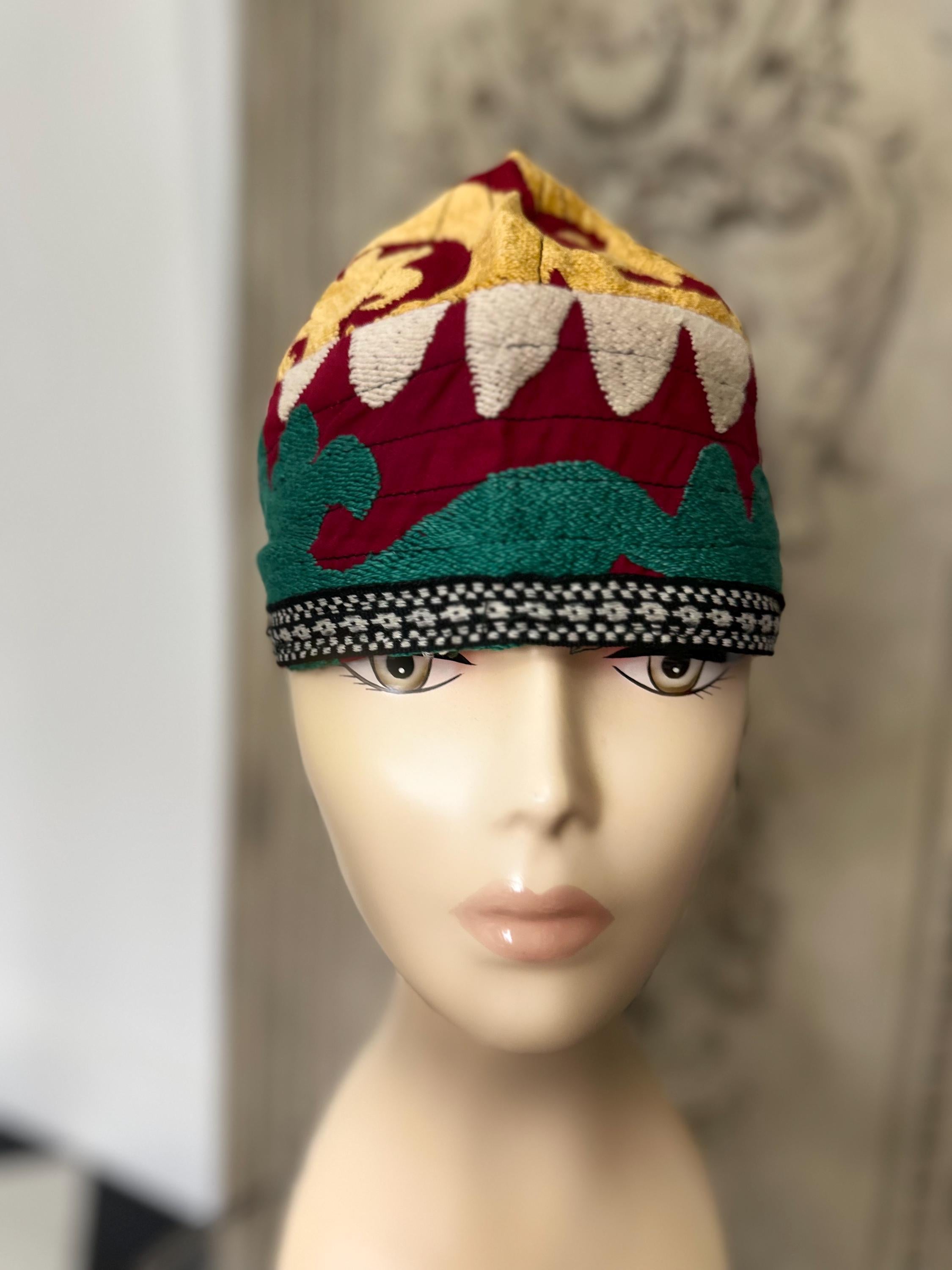 Antique Suzani smokers hat from Uzbekisdan
