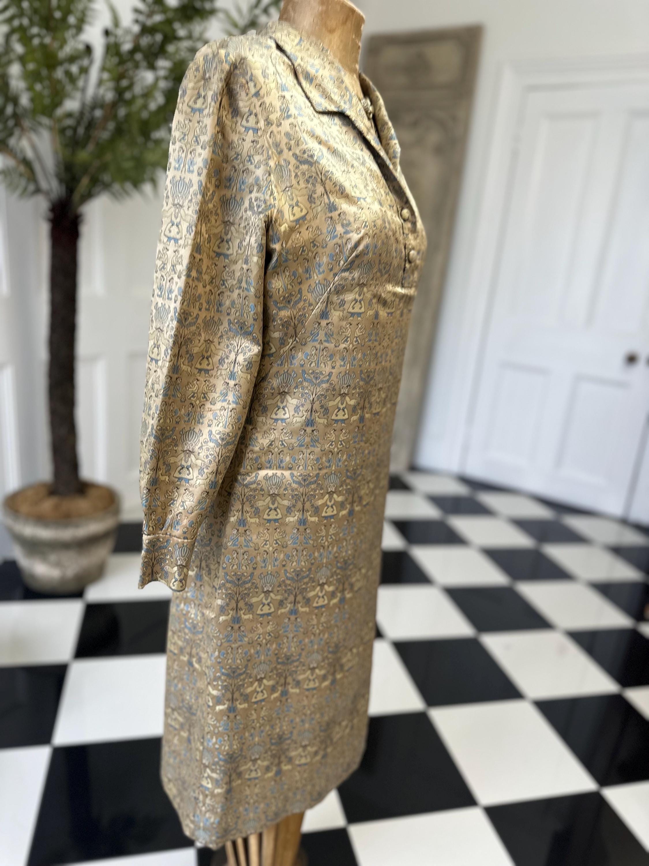 1960s Parisian golden silk dress
