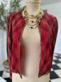 1980 silk red coctail jacket in black and gold beading