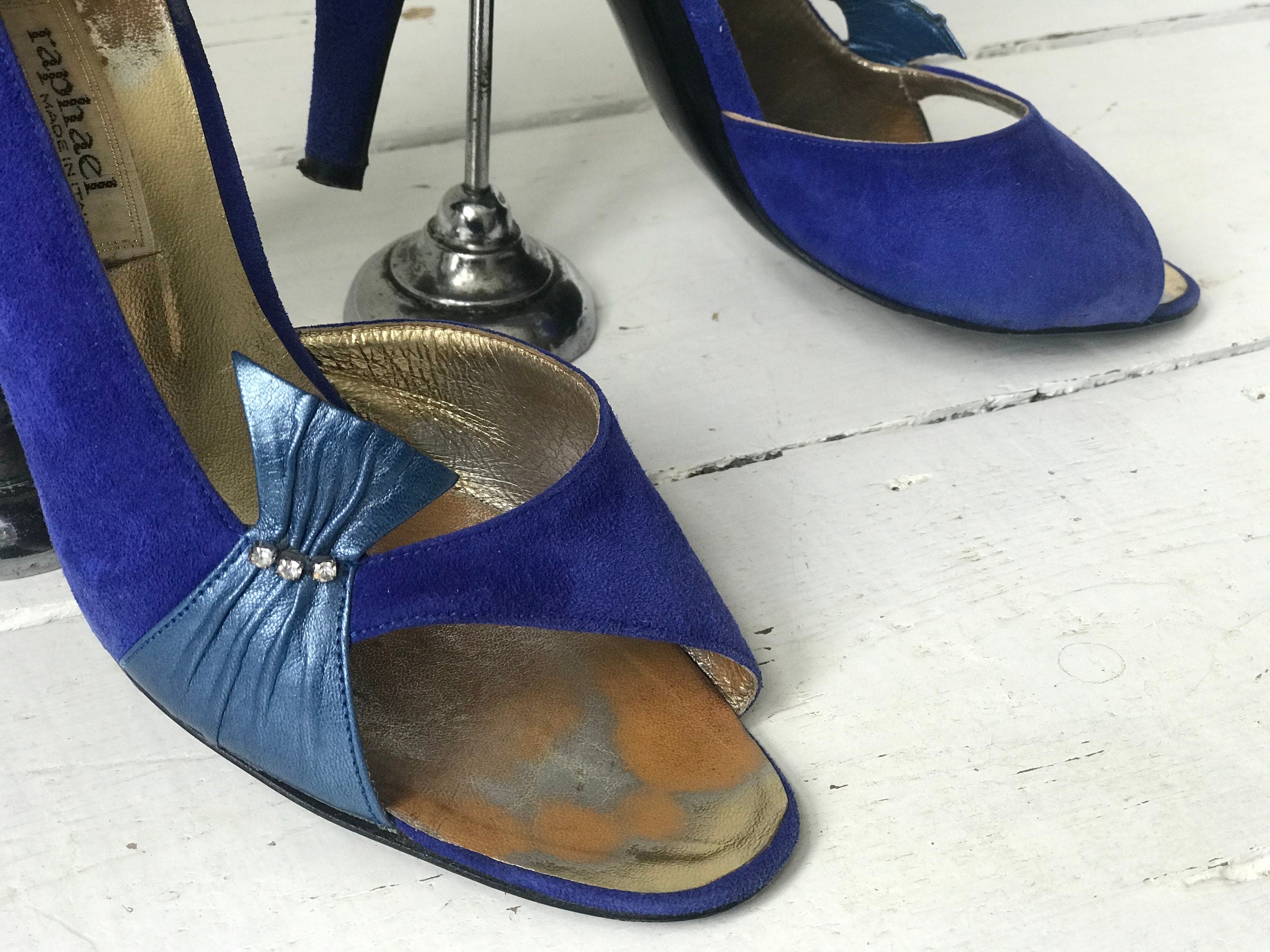 UK5 (38) Cobalt blue suede shoes label Raphael