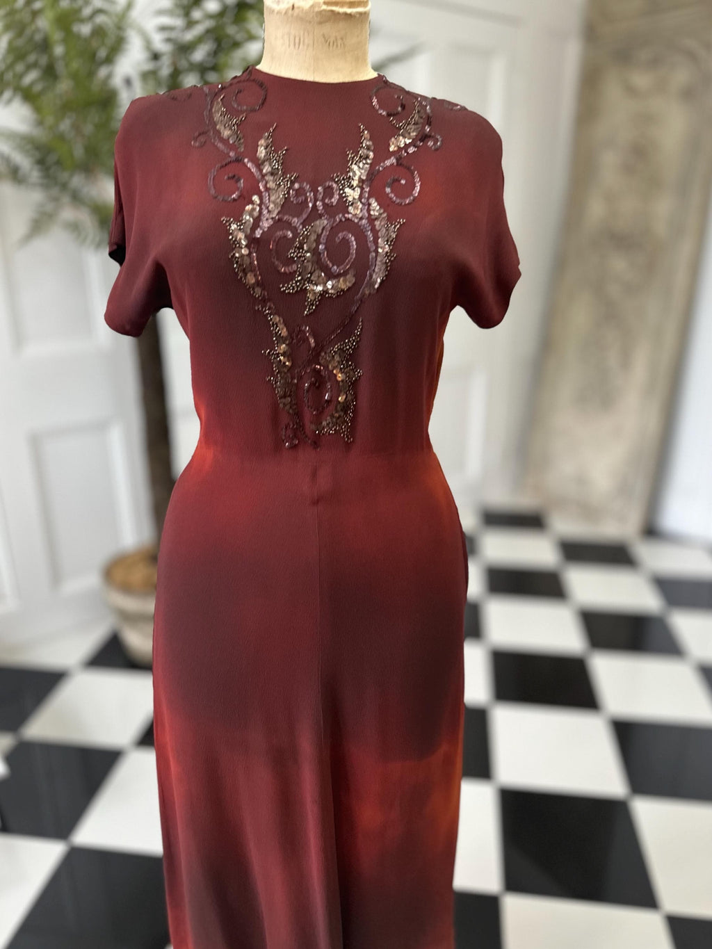 1940s Bramley Franklin Simon’s tie dye sequin embellished dress