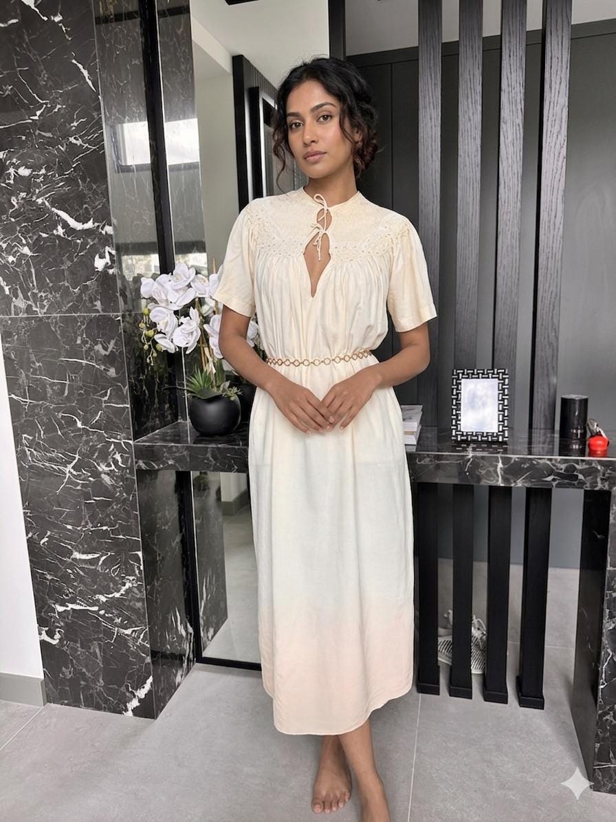 Antique 1920s-1930s Hand-Smocked Silk Gown – Rare Art Deco Collector's Piece