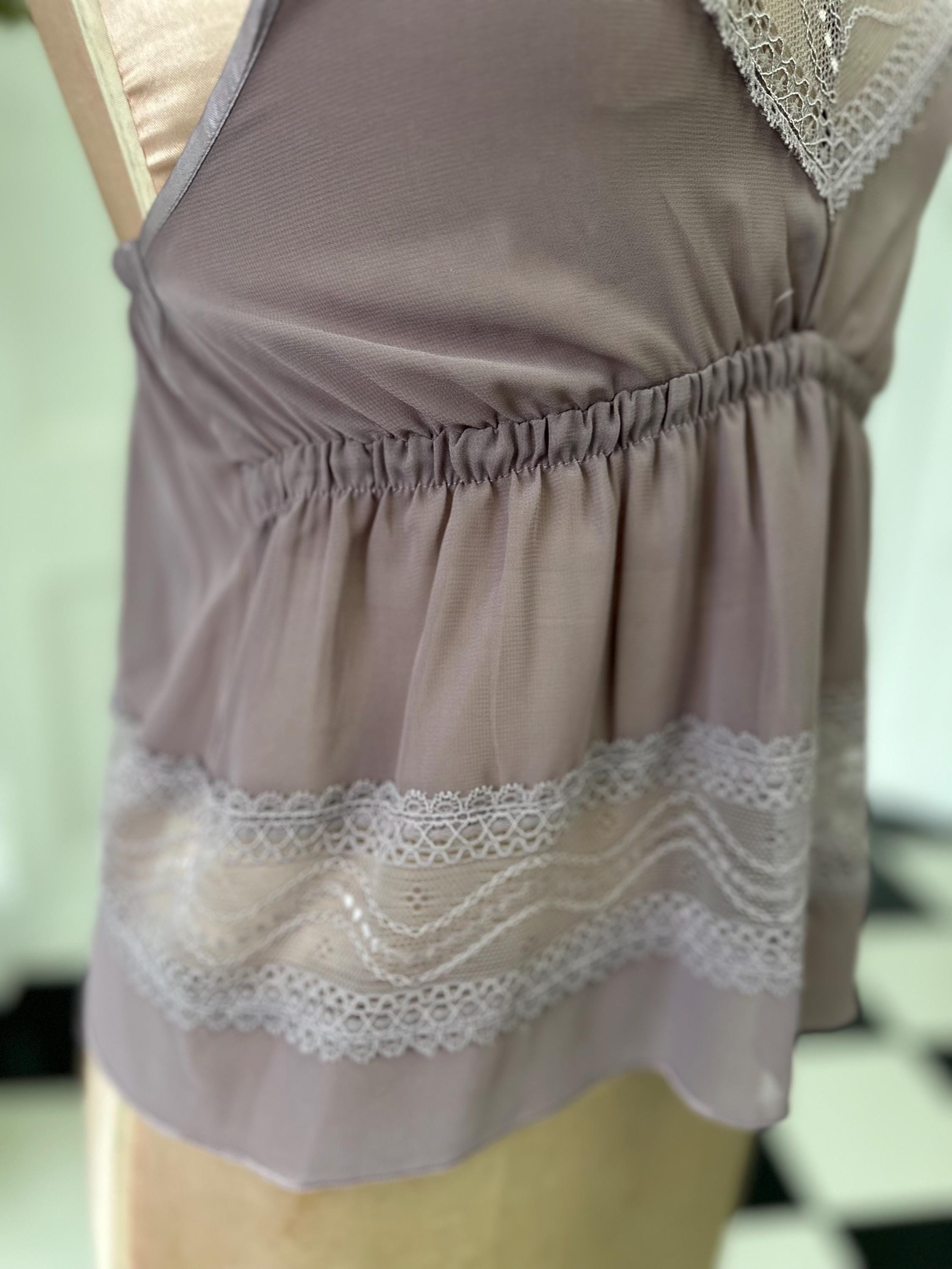 Dusty mauve vintage style chiffon and lace camisole