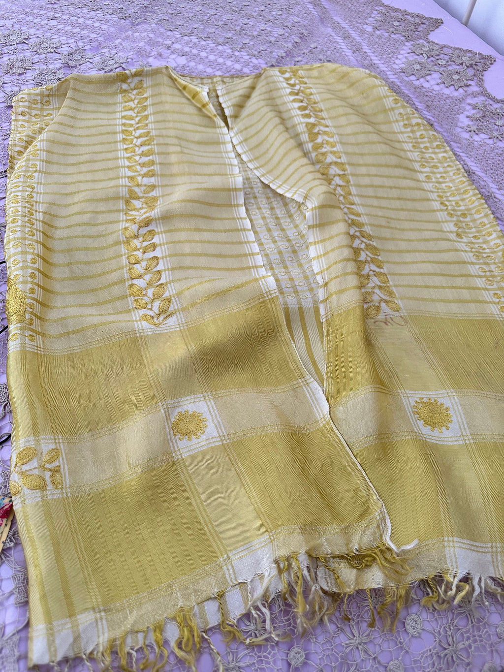 1970s Silk Suzani embroidery kimono open front waistcoat