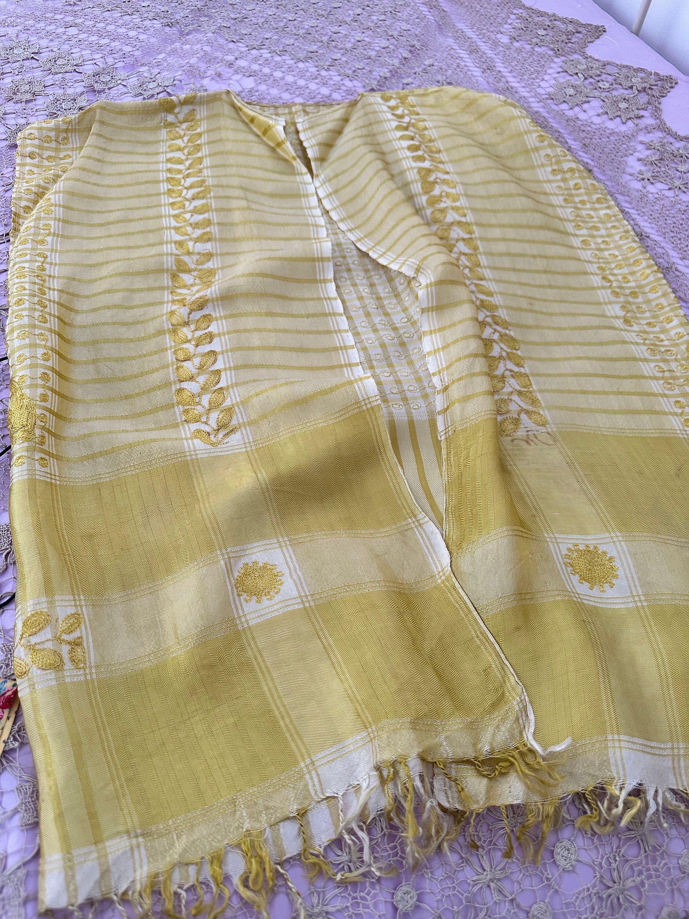 1970s Silk Suzani embroidery kimono open front waistcoat
