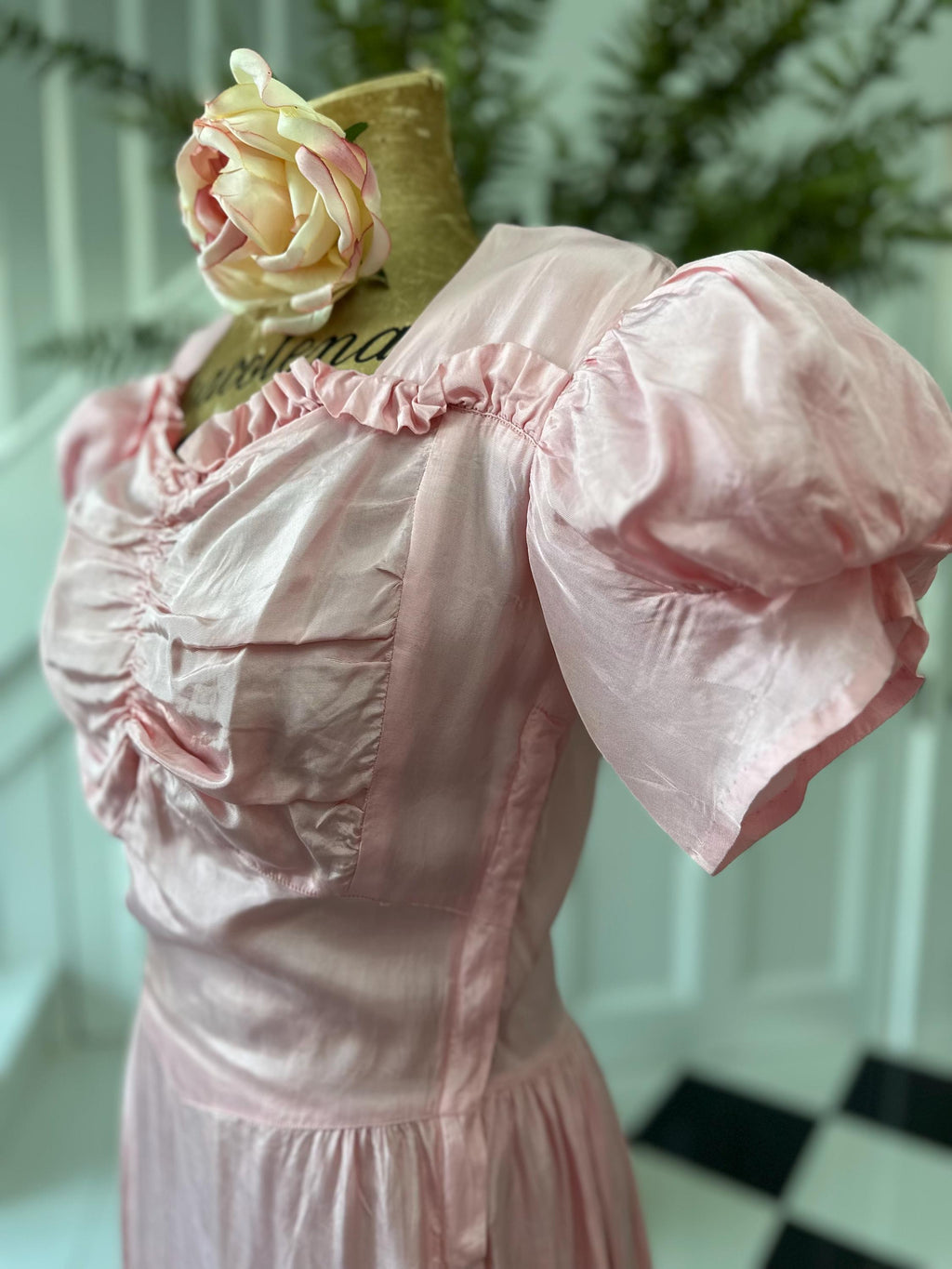 Enchanting 1930s Pink Taffeta Long Gown  One of a Kind Old Hollywood Glamour