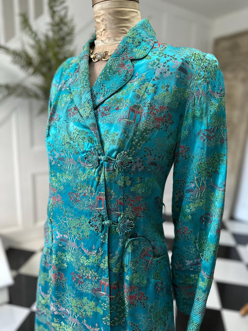 1940s Chinese robe gown coat dress