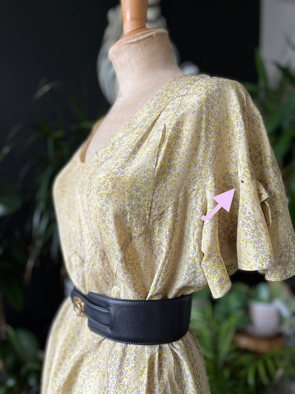 1920s 1930s summer Silk floral dress short sleeves