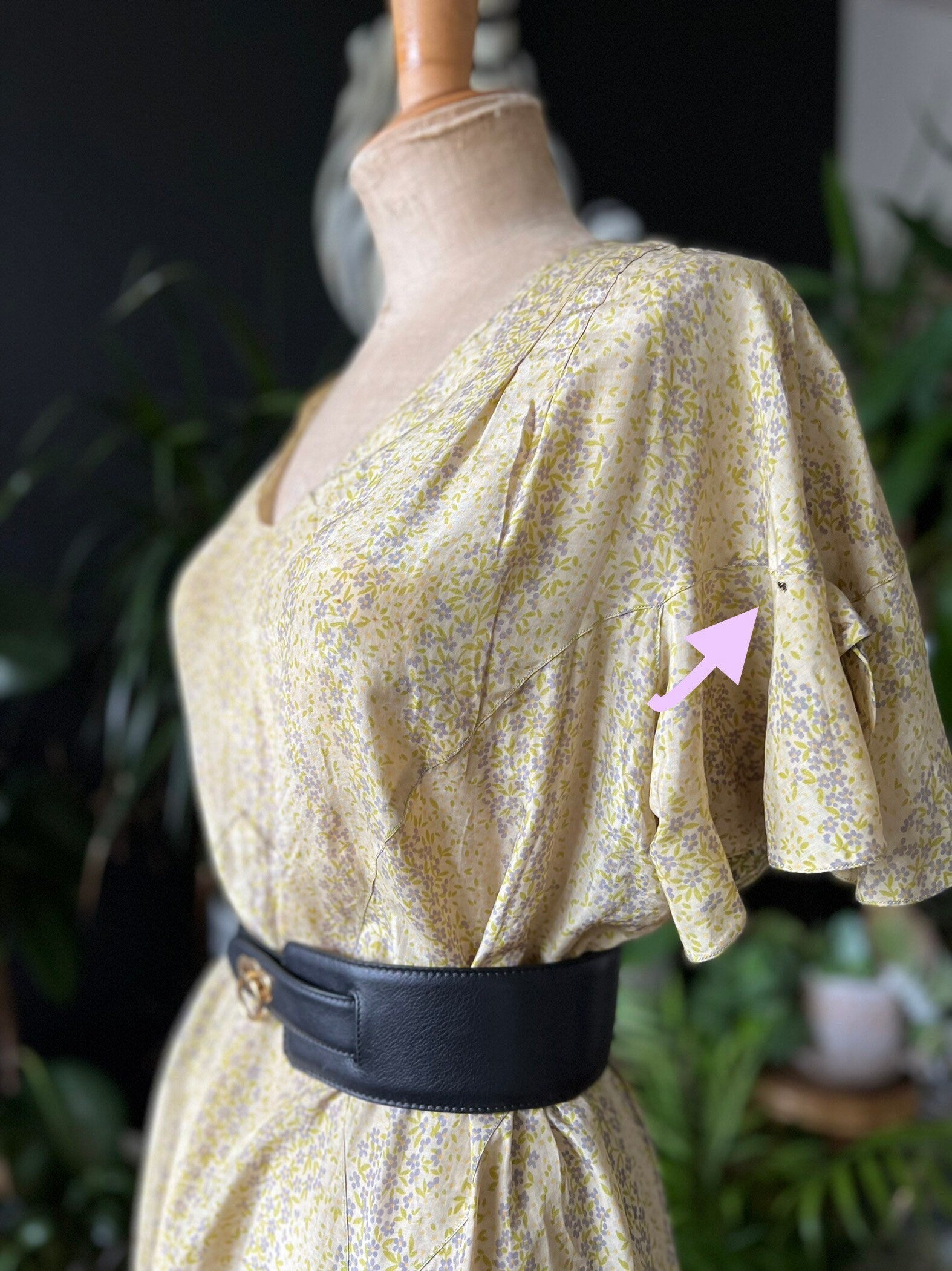 1920s 1930s summer Silk floral dress short sleeves