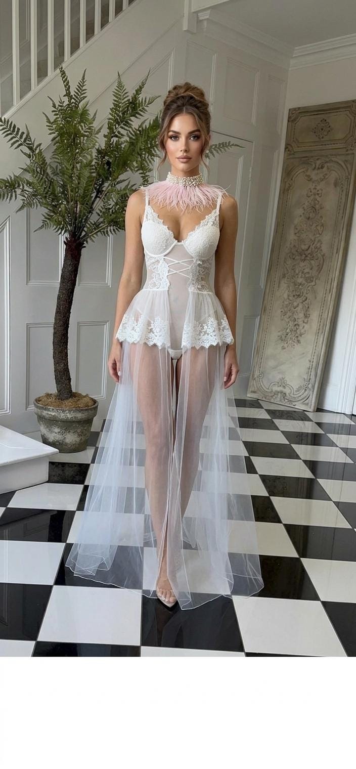 The Seraphina corded lace bridal bustier gown with scolloped peplum and tiered tulle