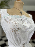 Elegant Victorian Edwardian Lace and Cotton Corset Cover monogram FM
