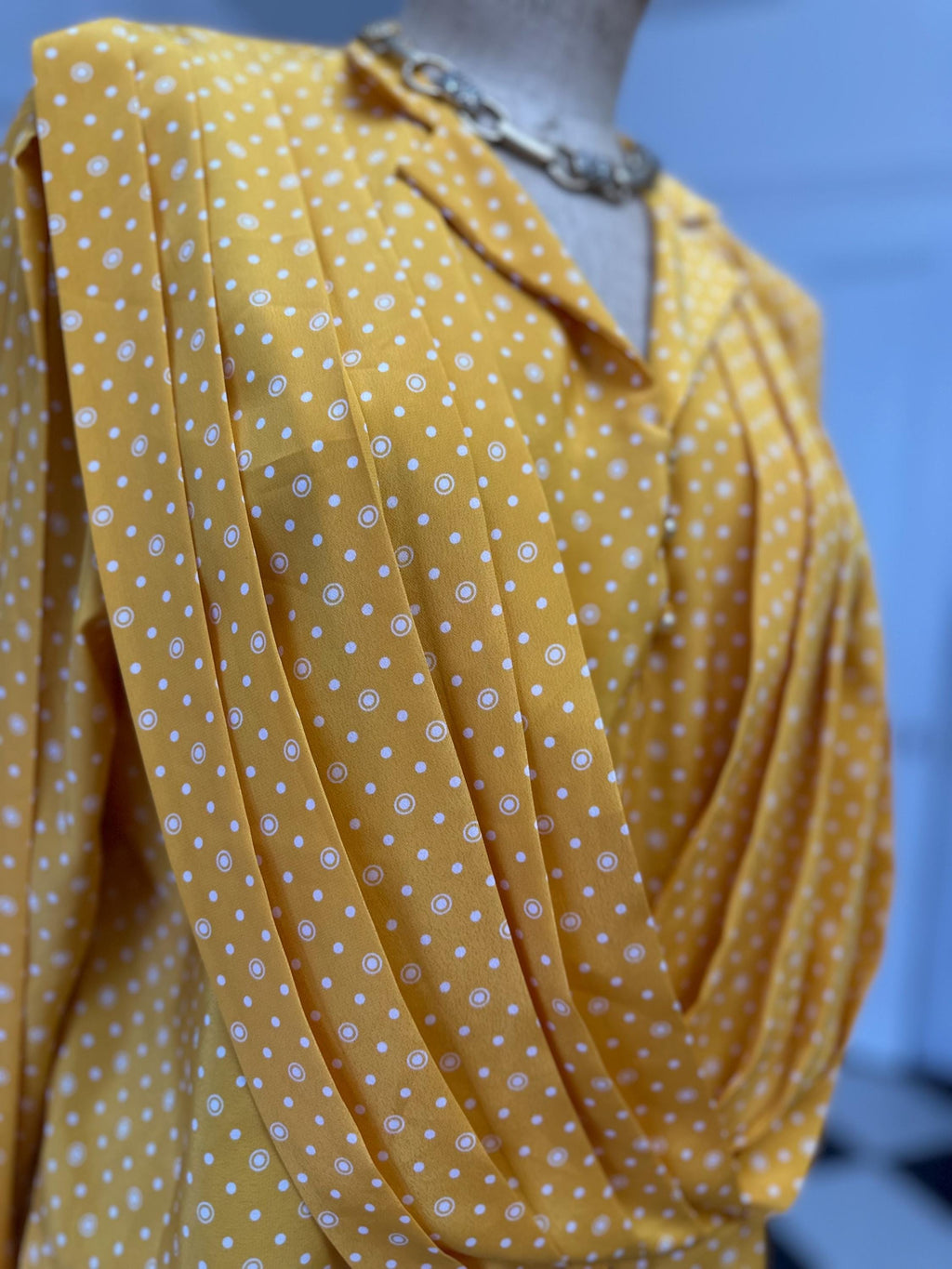 1980s Yellow polka dot blouse