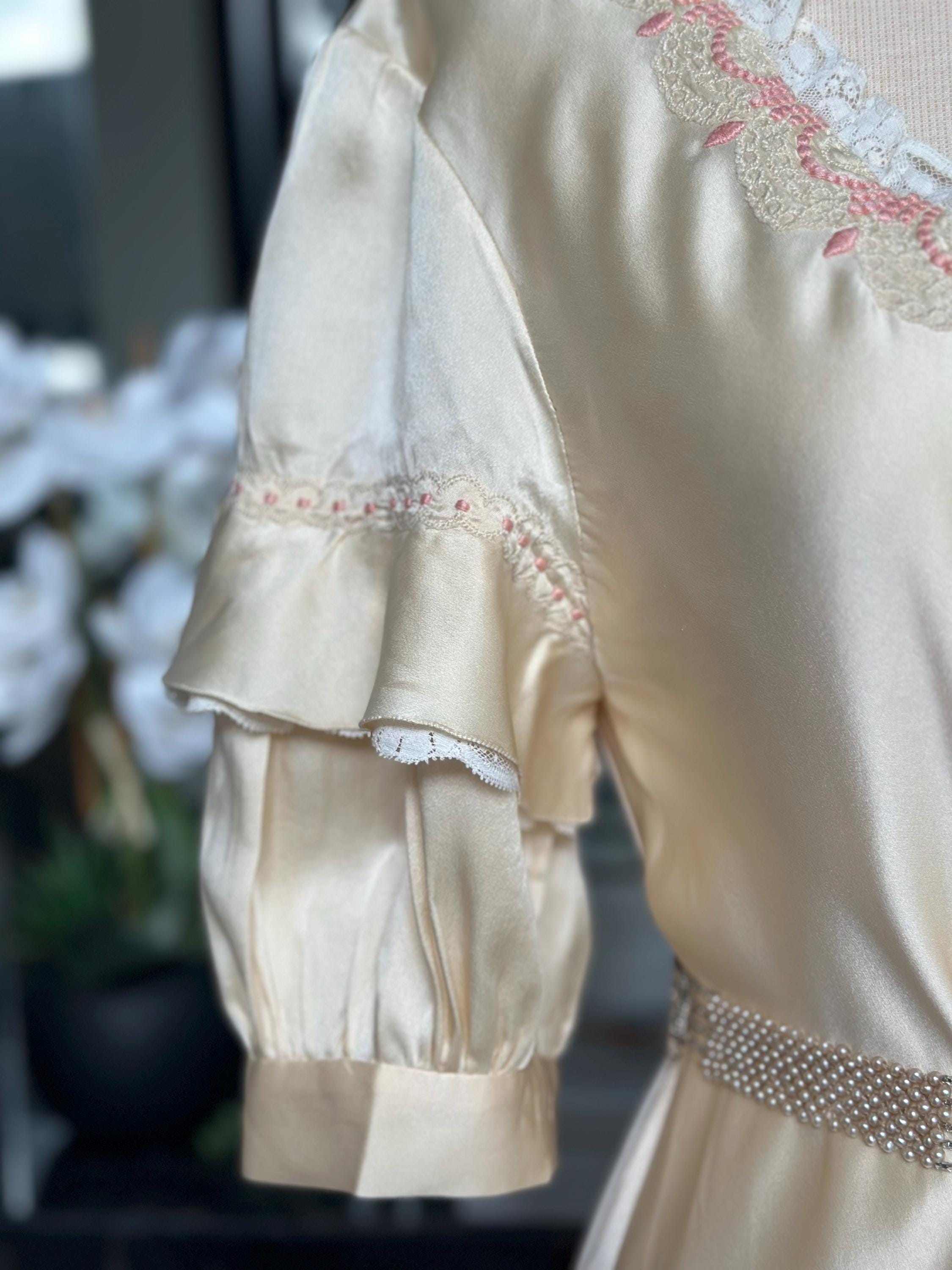 Antique  Green  Silk slip dress 1920s Old Hollywood Glamour