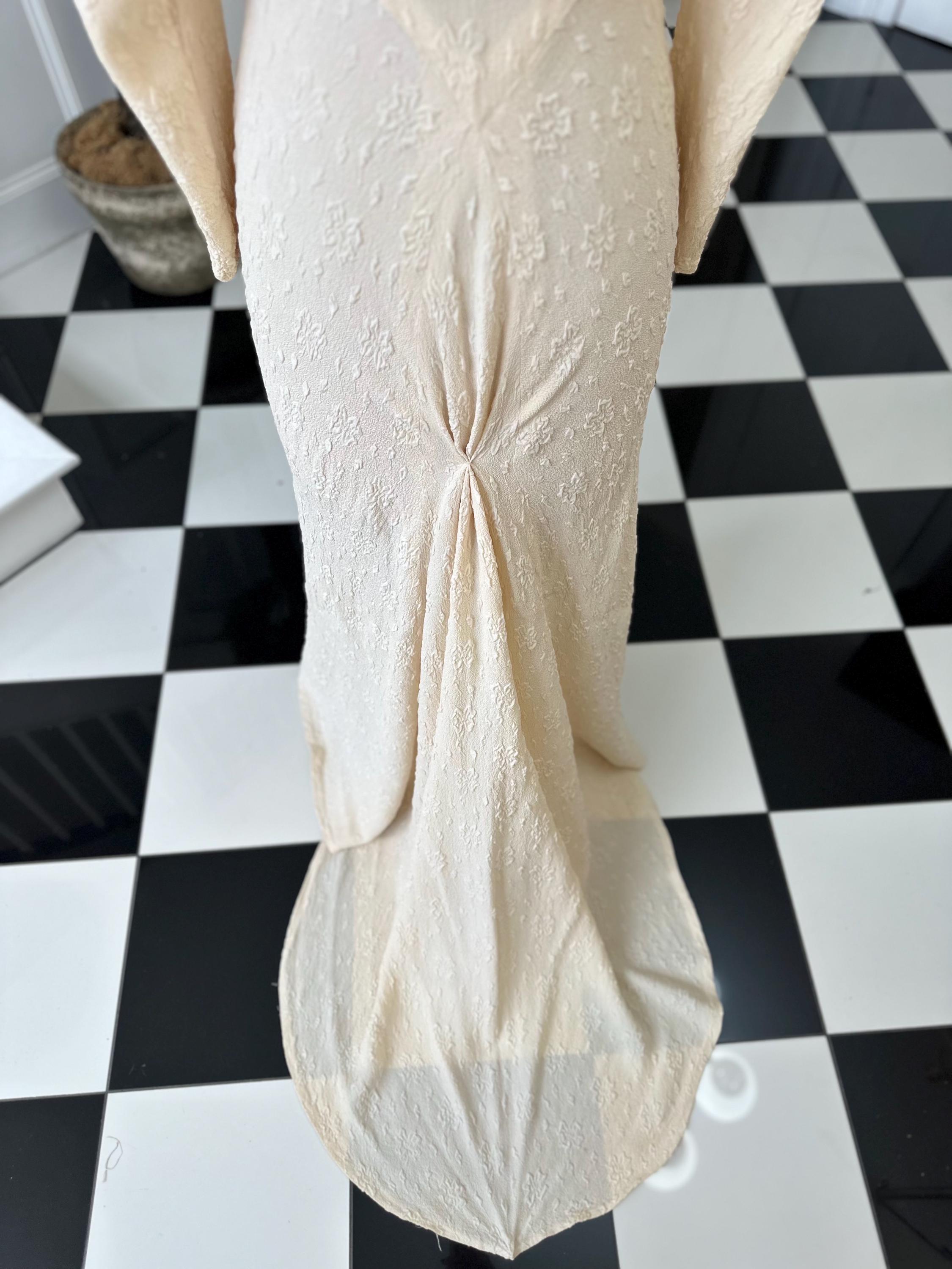 1930s Vintage bias cut wedding dress in peachy cream dress