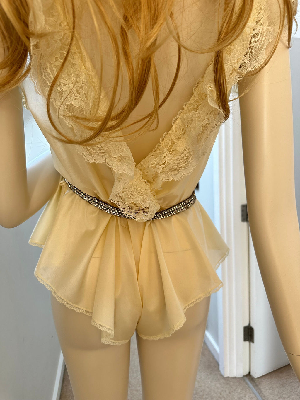 1970s Sexy lace teddy combination babydoll underwear