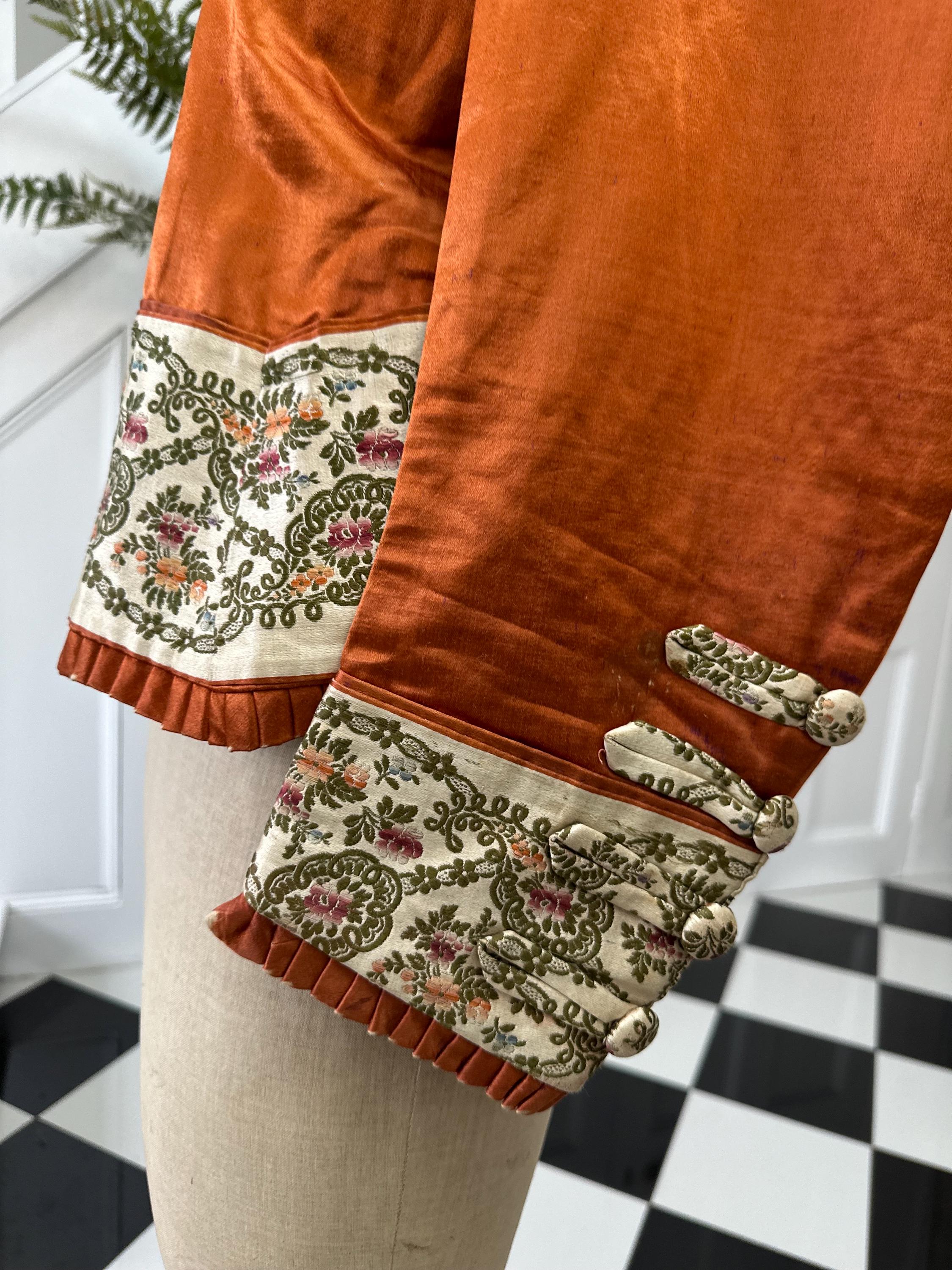 1890s Antique burned orange  silk satin victoria jacket