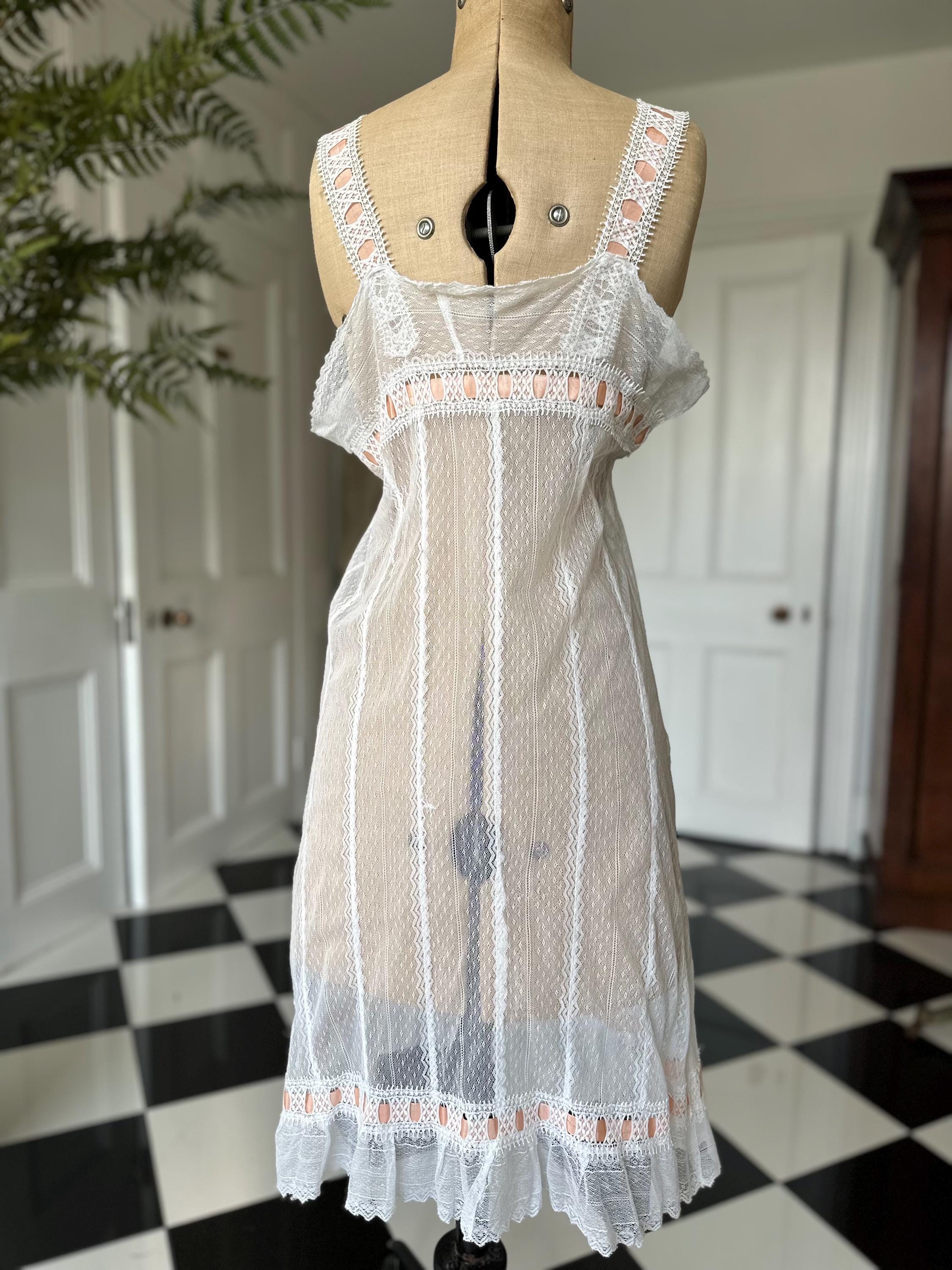 Edwardian lace with silk ribbon night dress