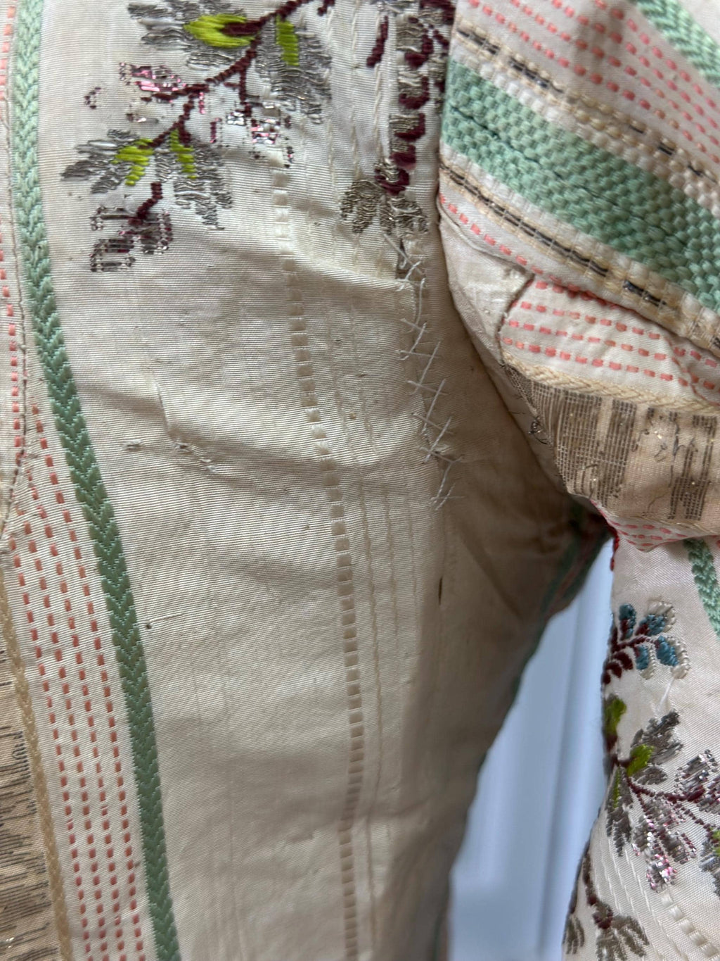 Rare 1770s Spitalfields Silk Bodice with Elegant Trimming Museum Quality Collectible