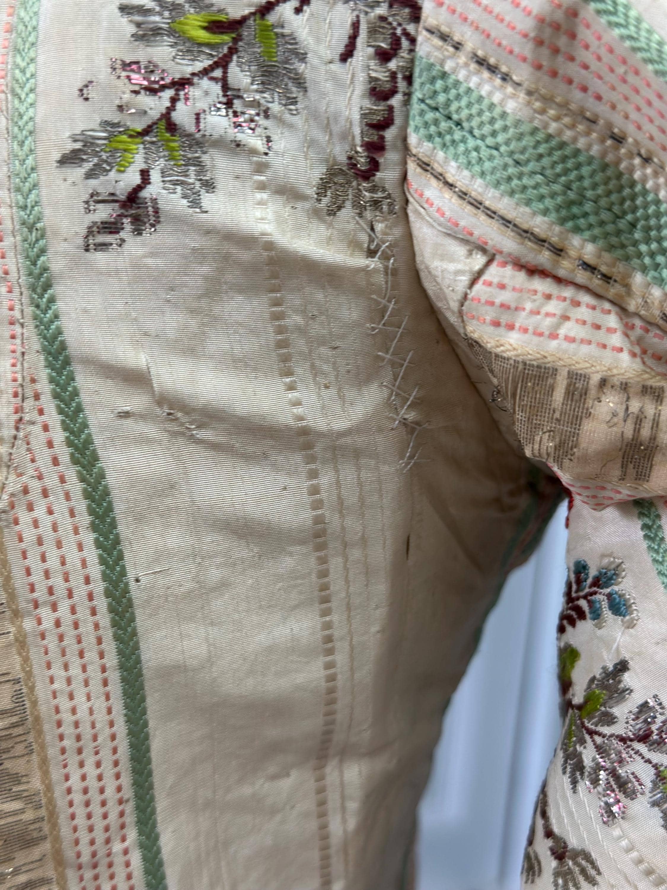 Rare 1770s Spitalfields Silk Bodice with Elegant Trimming Museum Quality Collectible
