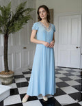 1940s pale blue silk long slip dress
