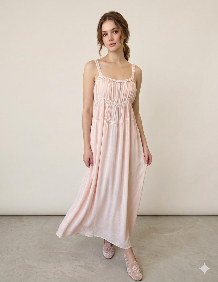 1940s Vintage Peach Silk Dress