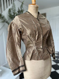 1850s silk bodice blouse in golden bronze  stripes