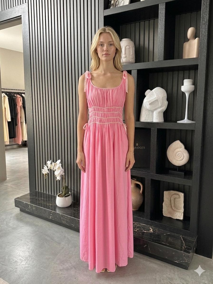 1940s Pink Gown | ruffle bodice Slip.