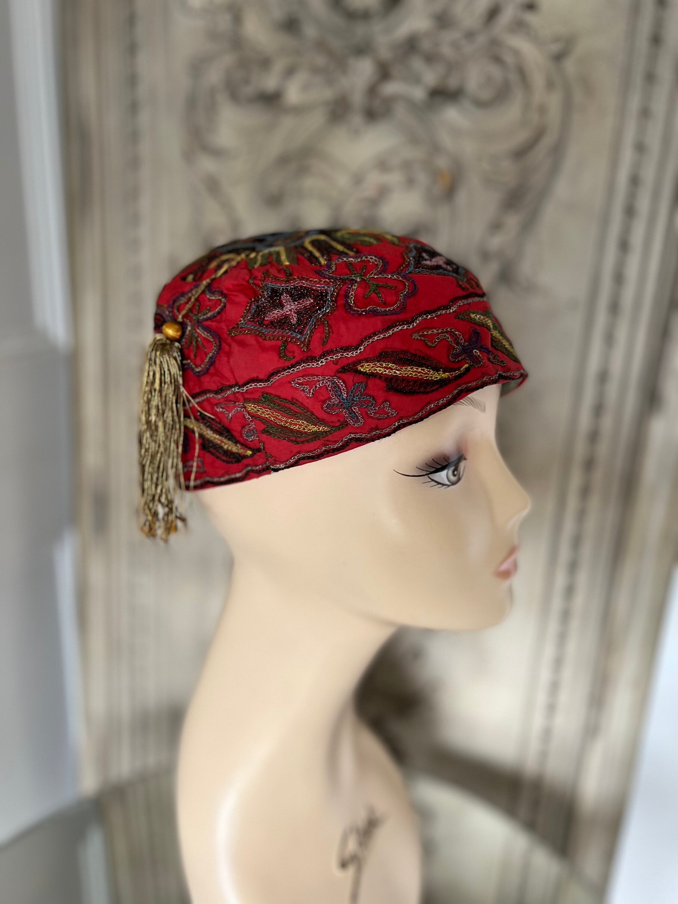 Antique Ottoman embroidered smokers hat and Ottoman  purse