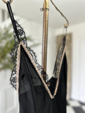 Vintage style black plunge neck lace slip dress Pierre Cardin. Extra small size