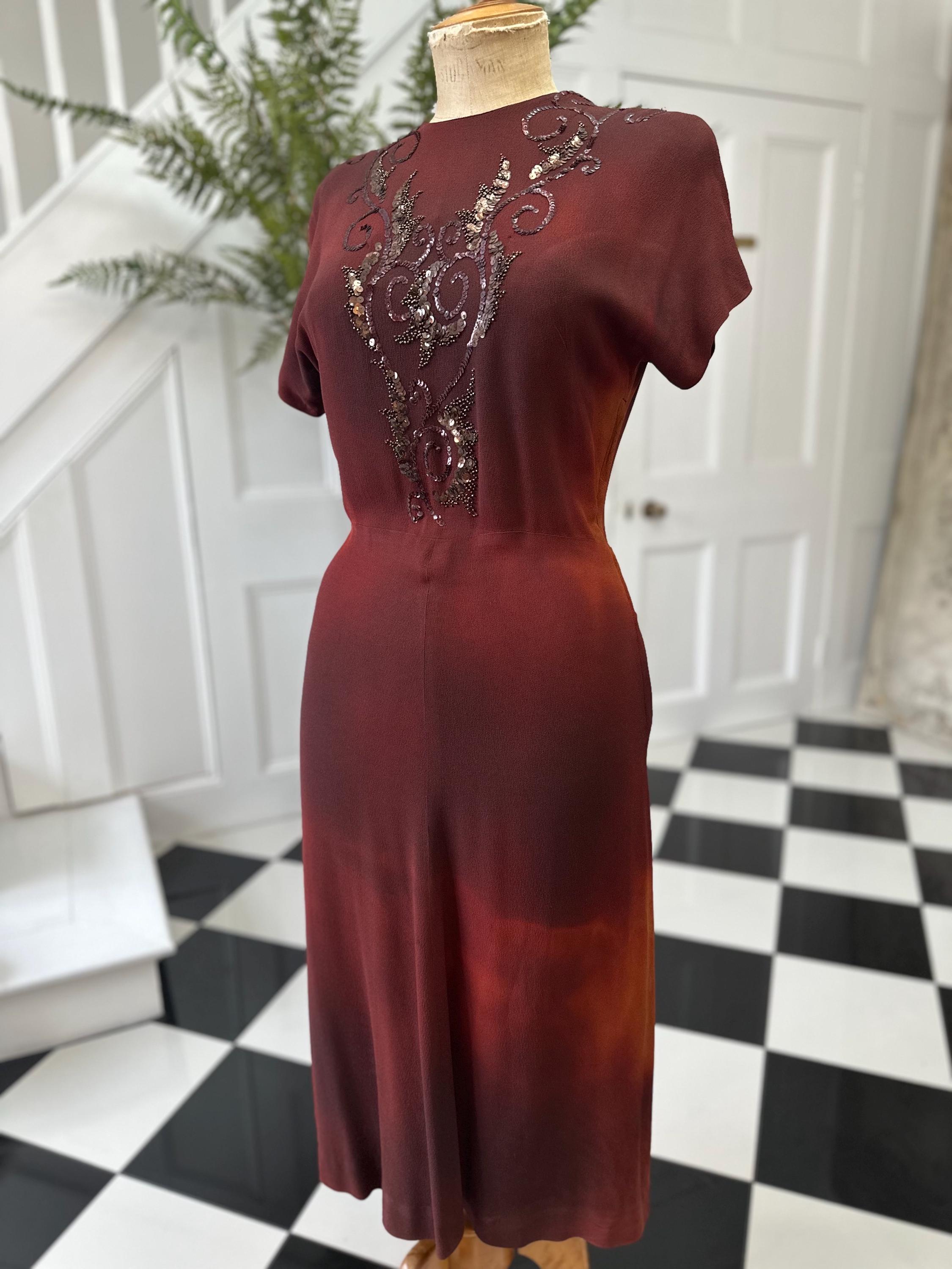 1940s Bramley Franklin Simon’s tie dye sequin embellished dress