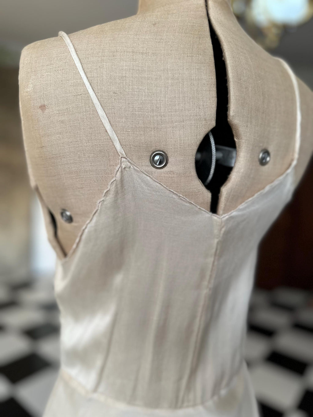 1930 Cream silk slip with embroidery to the front chest