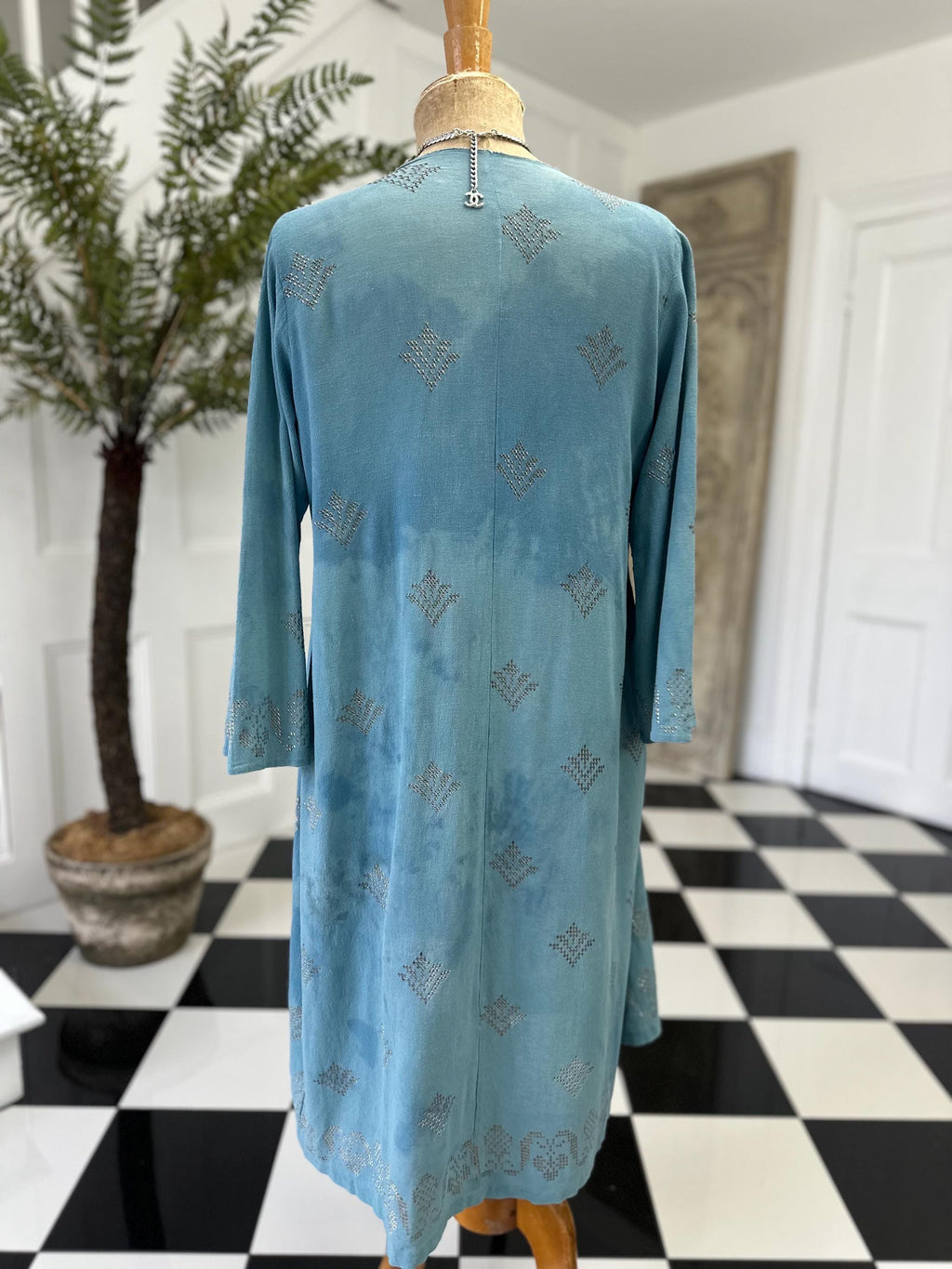 1920s blue silk georgette with duster coat