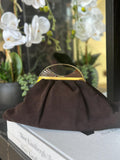 1930s Brown Suede leather handbag slouch style
