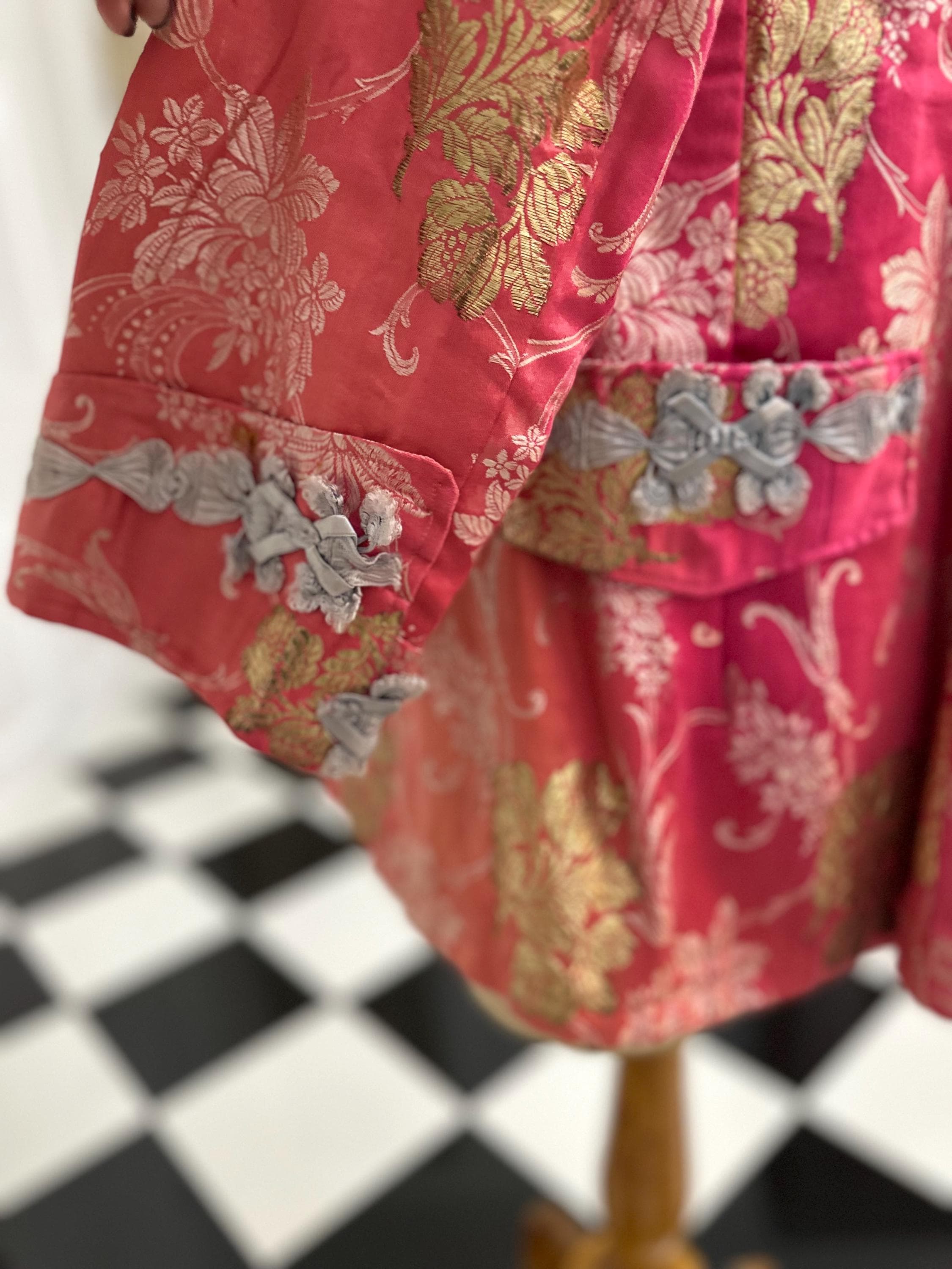 Antique Ottoman jacket in pink brocade with gold thread embroidery