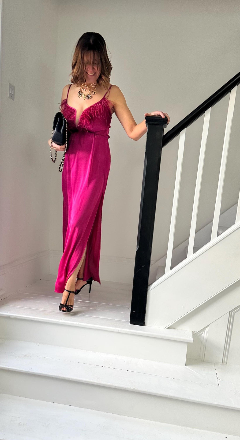 Vintage 1940s style maxi sexy slip dress