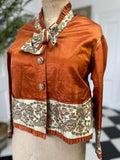 1890s Antique burned orange  silk satin victoria jacket
