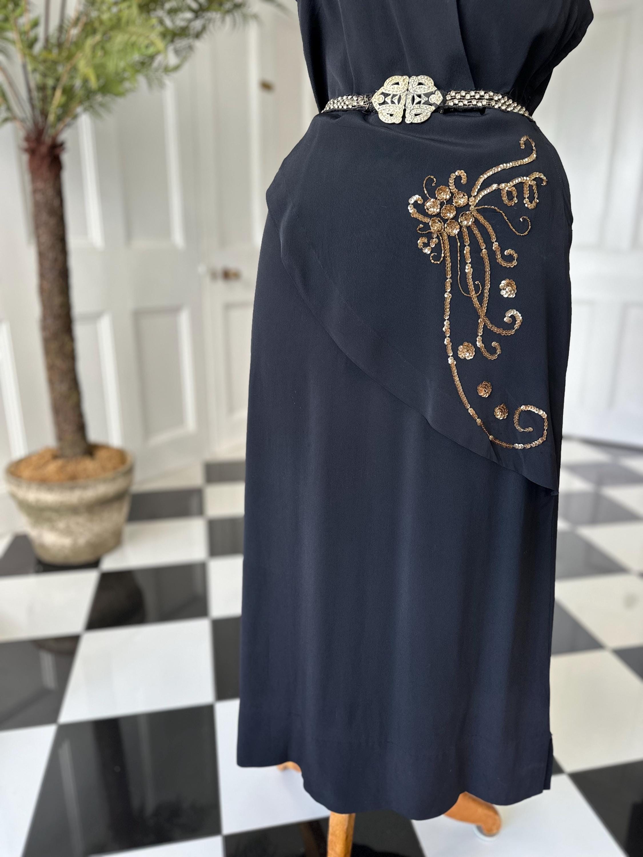 1940s black dress with sequin details