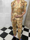 1950 jacket and trousers in gold brocade Chinese embroidery suite