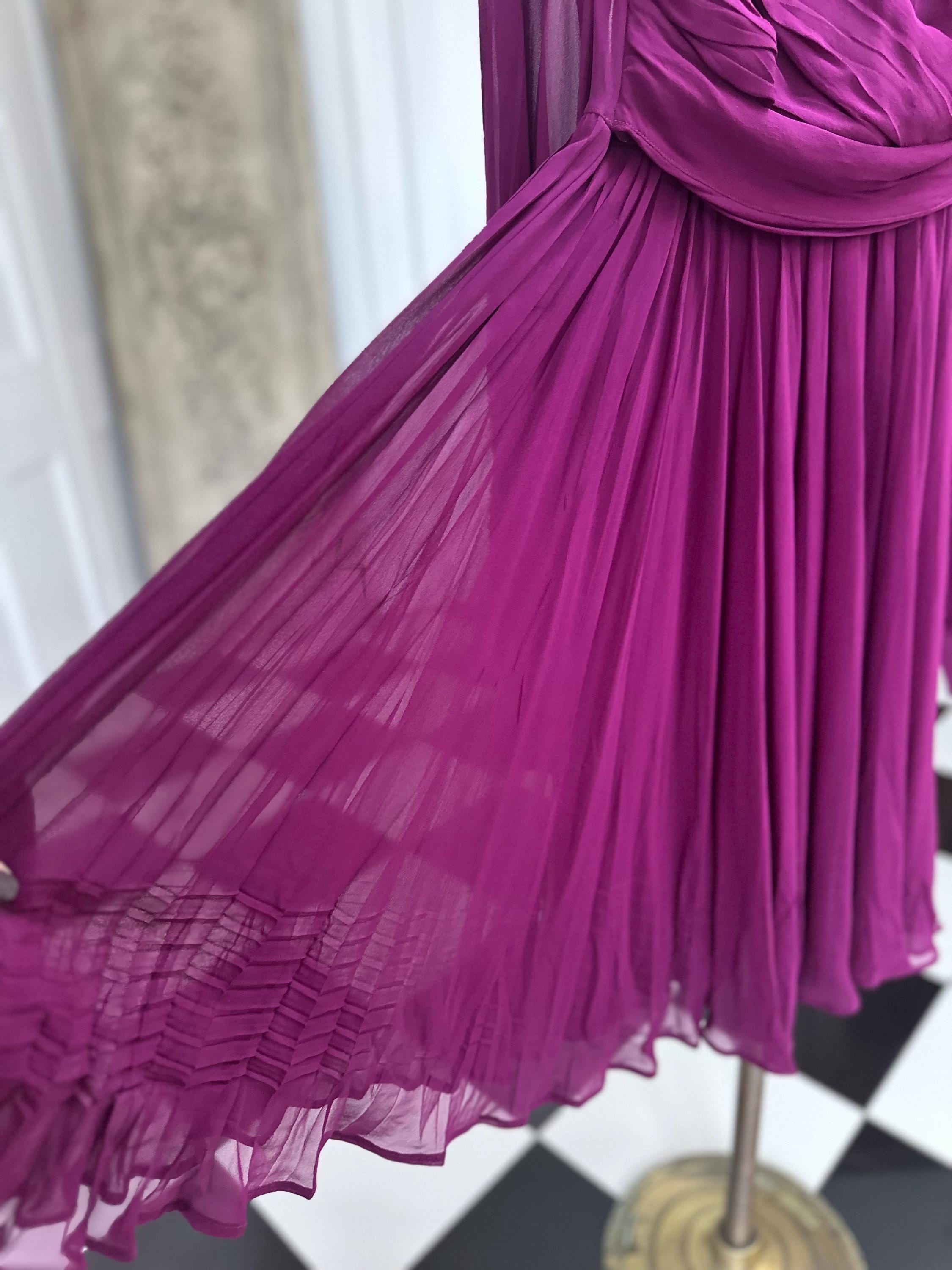 1990s rasberry colour La Perla silk dress