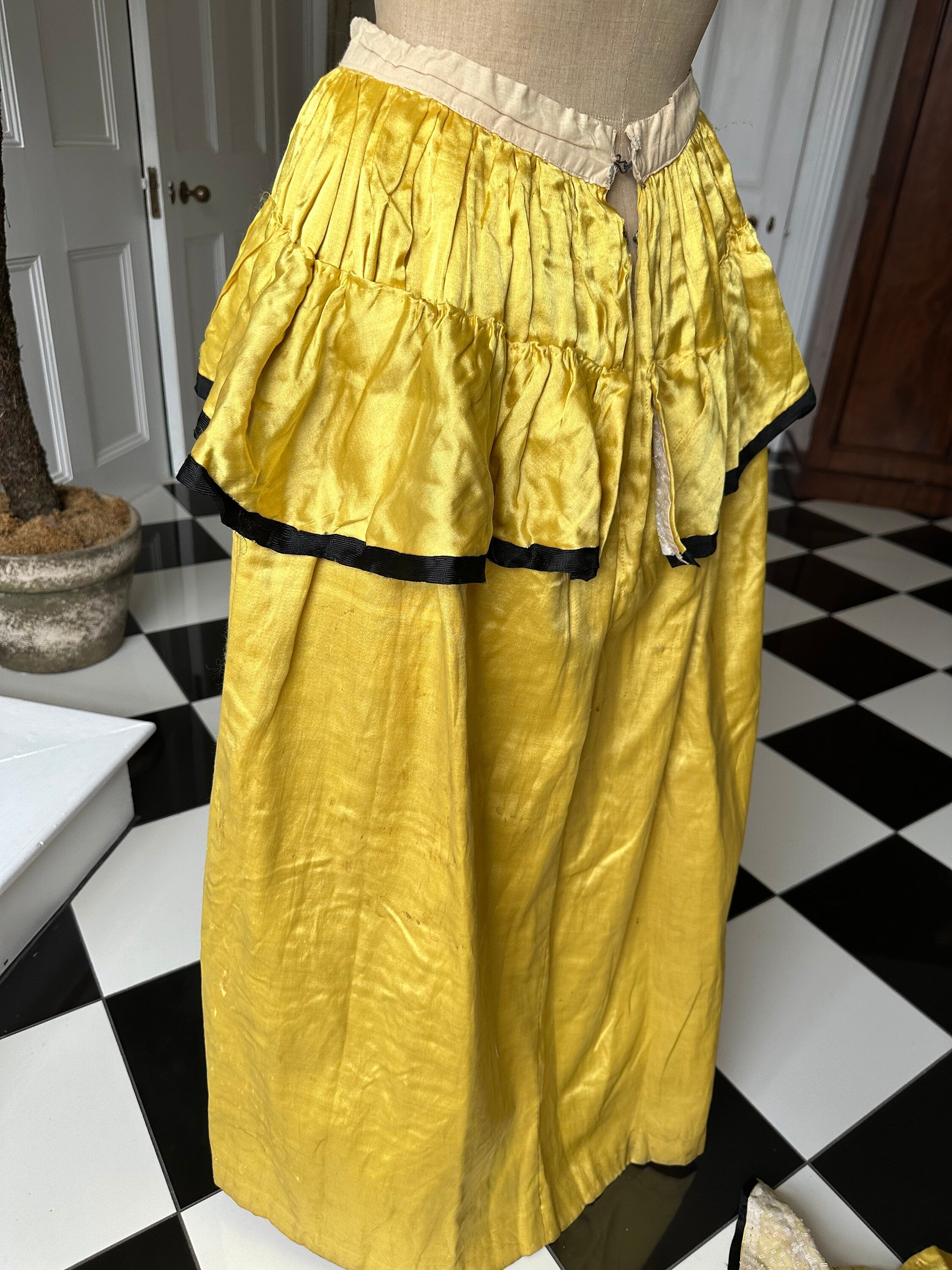 Yellow and black lace Victorian theatre  costume